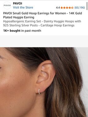PAVOI Gold Plated Huggie Earrings